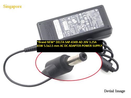 *Brand NEW* DELTA 20V 3.25A SAP-65KB AD 65W 5.5x2.5 mm AC DC ADAPTER POWER SUPPLY - Click Image to Close